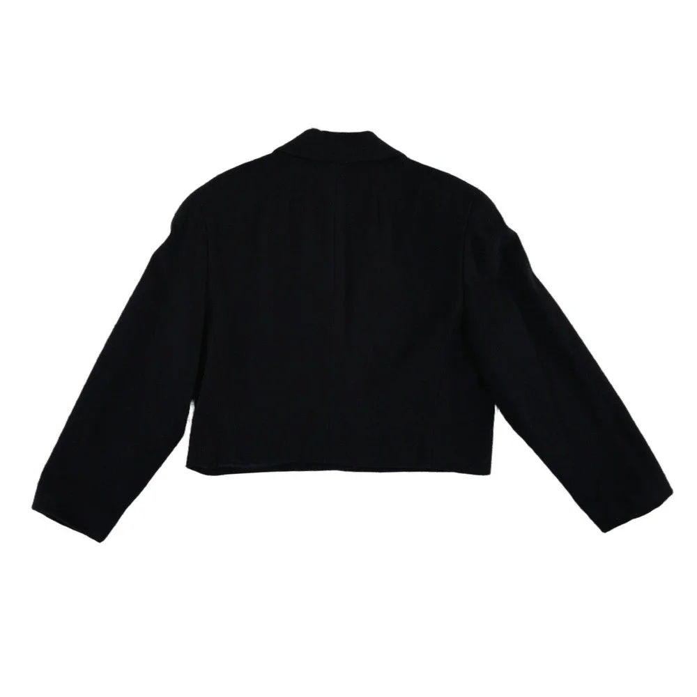 Vintage Betty Hanson 100% Pure Wool Blazer Women's Size 16 Navy Blue Cropped USA